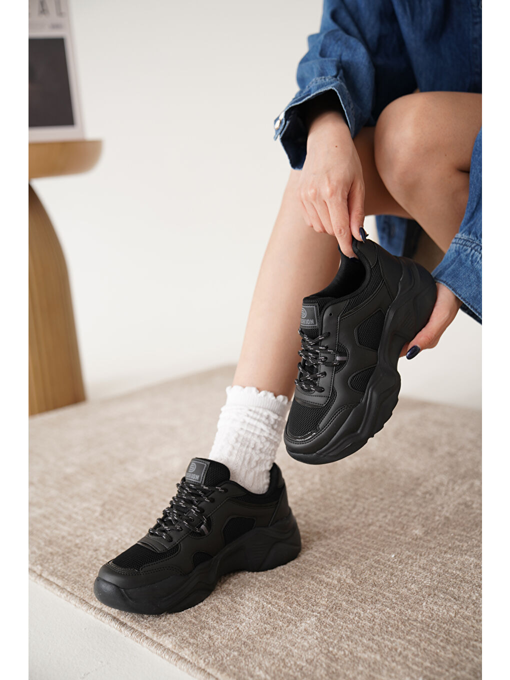 Daxtors Siyah D0143 Günlük Ortopedik Kadın Sneaker Spor Ayakkabı - 2