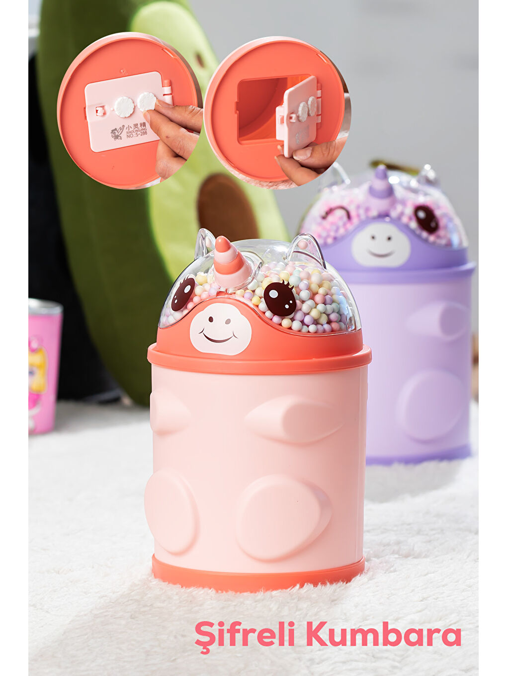 044 Pvc Şifreli Kilitli Kumbara Pembe 11x18,5cm-2