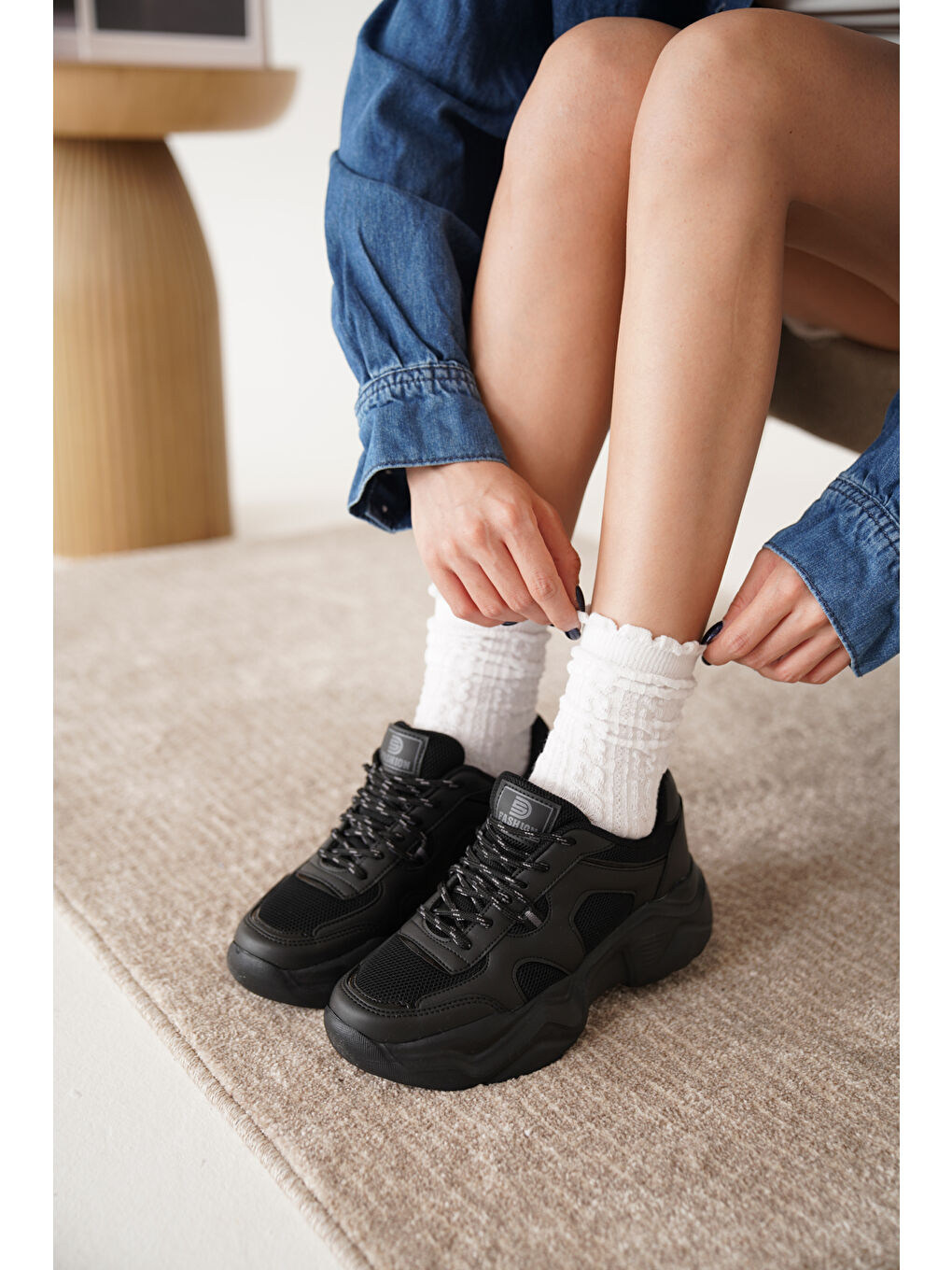Daxtors Siyah D0143 Günlük Ortopedik Kadın Sneaker Spor Ayakkabı - 4