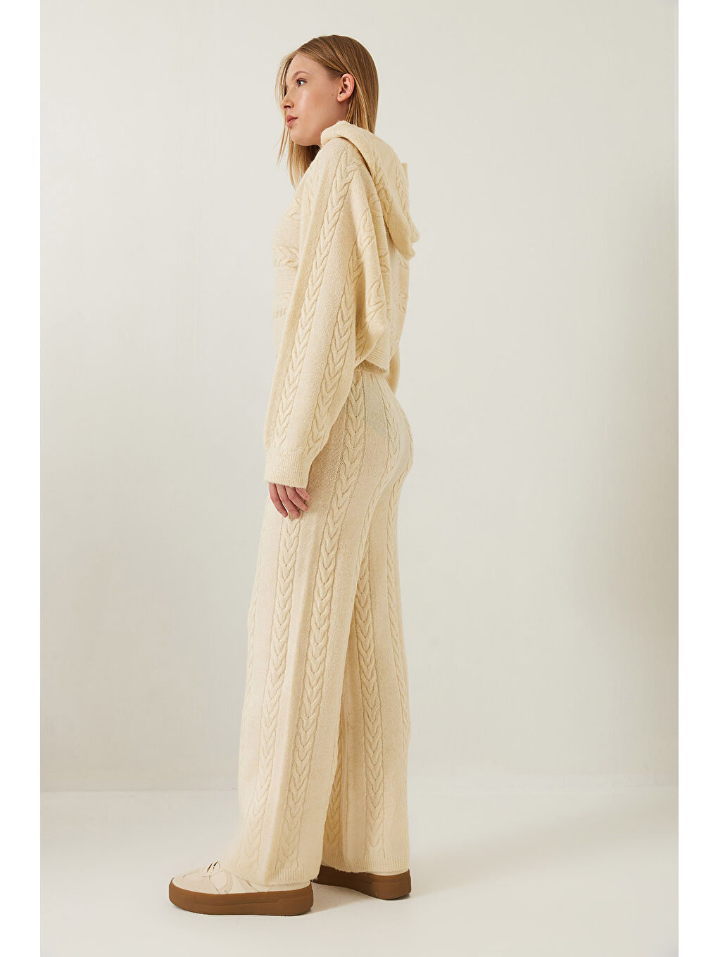 Ekru Kadın Basic Triko Alt Üst Takım-4