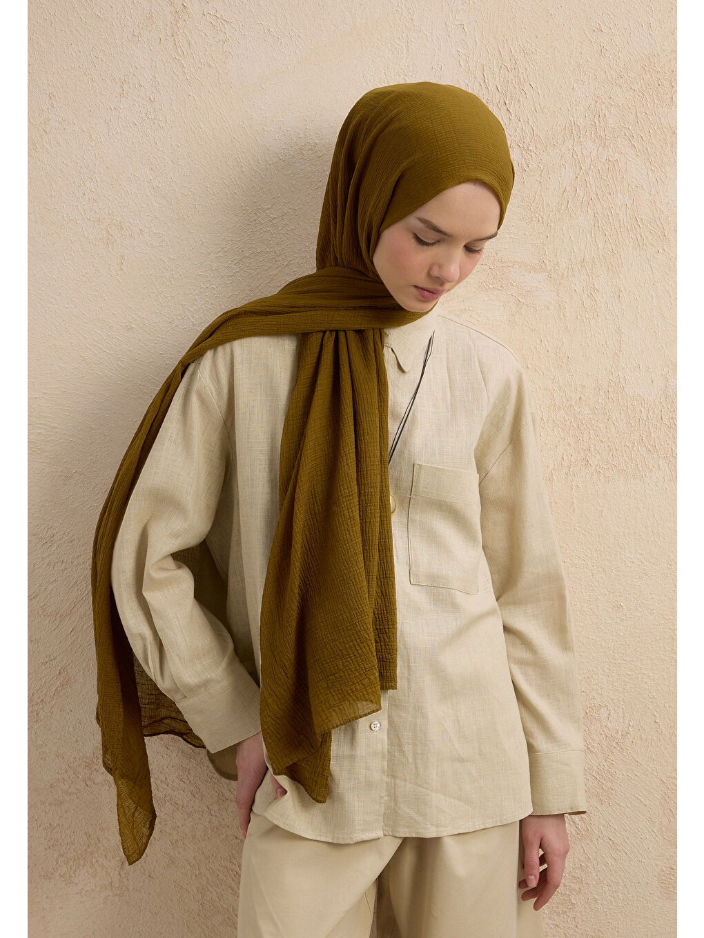 Sarı Modal Krinkıl Şal Sahra-1