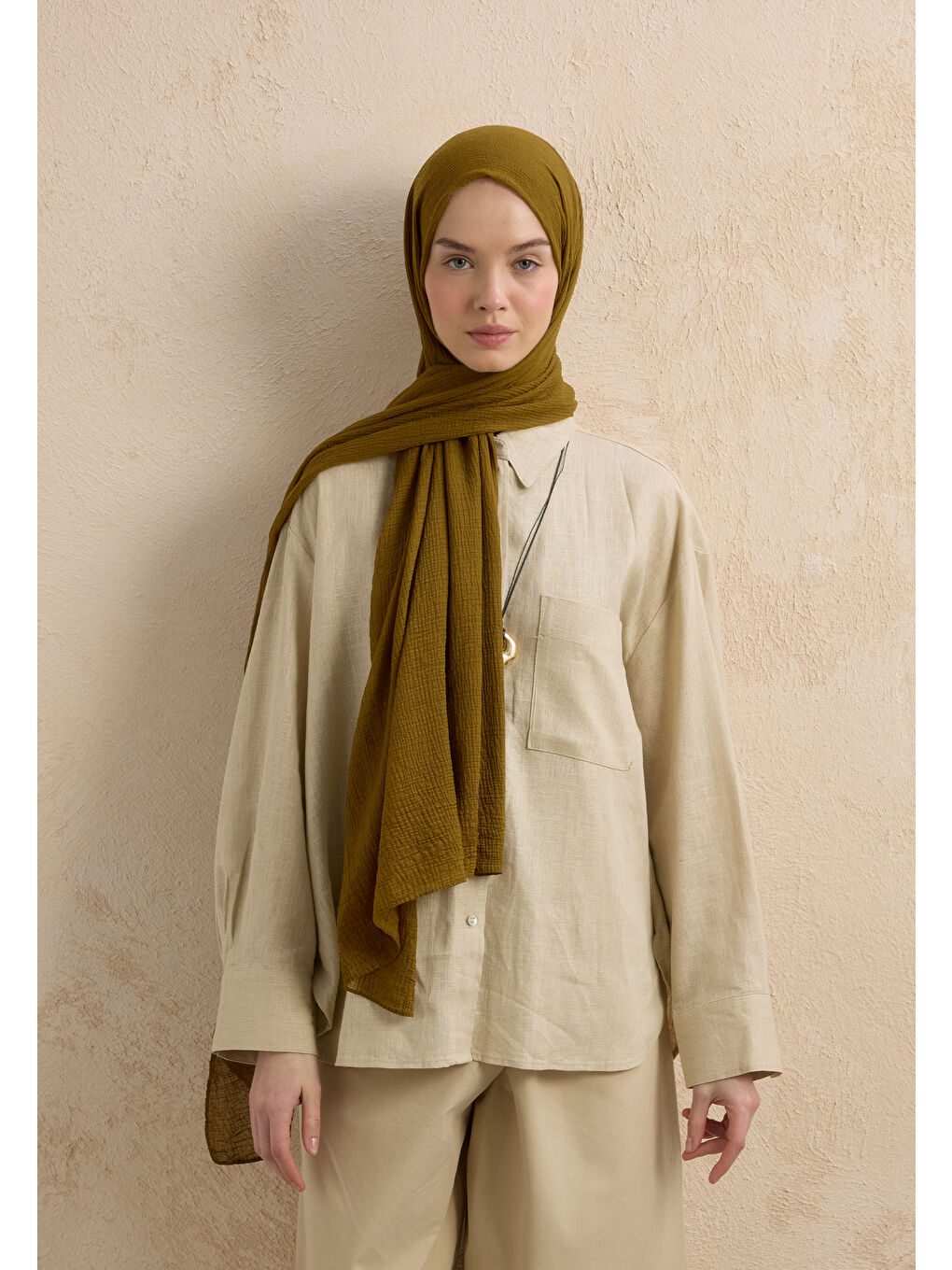 Sarı Modal Krinkıl Şal Sahra-2