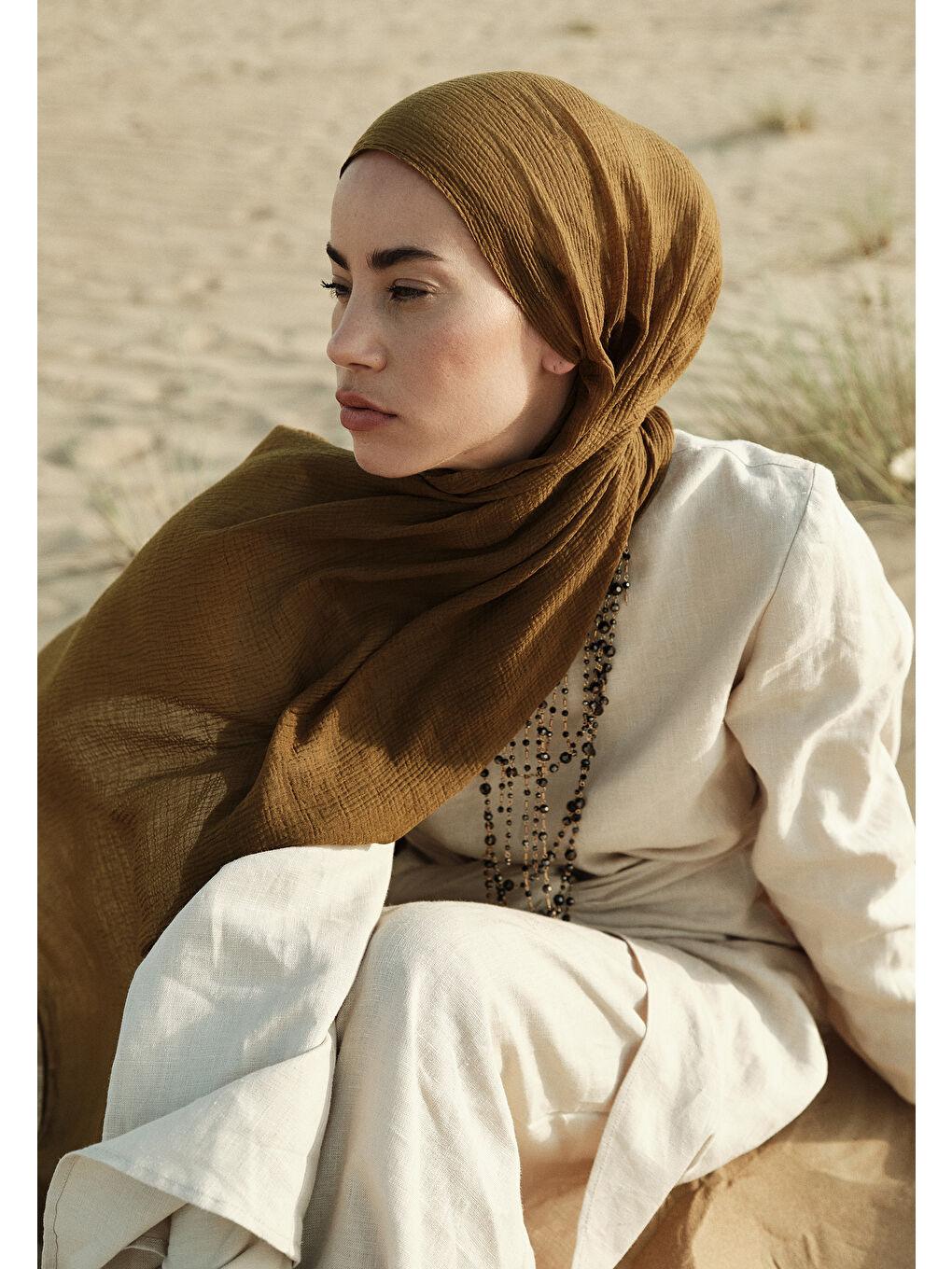 Sarı Modal Krinkıl Şal Sahra-4