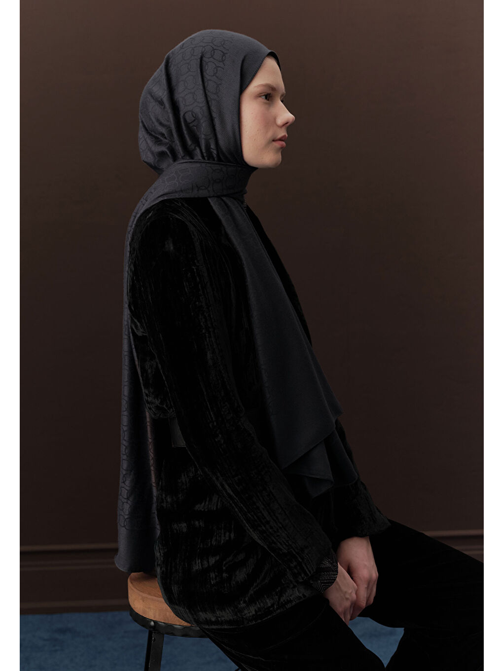 Gri Premıum Yünlü Düz Şal Füme-4