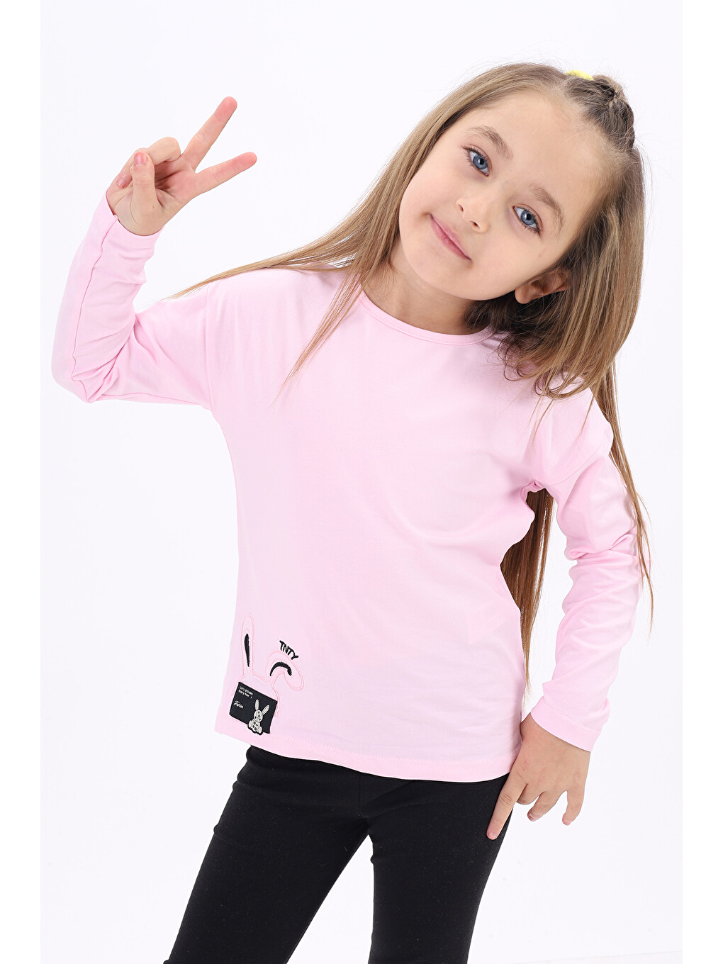 Pembe Kız Çocuk Nakışlı Tişört