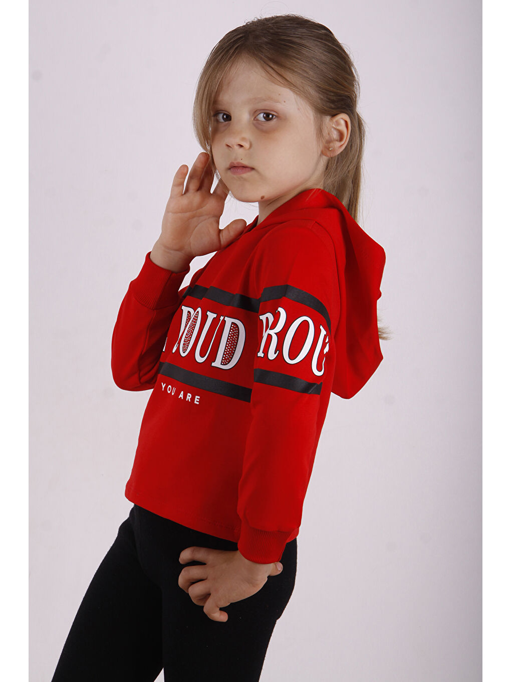 Kırmızı Kız Çocuk Be Proud Baskılı Sweatshirt-1