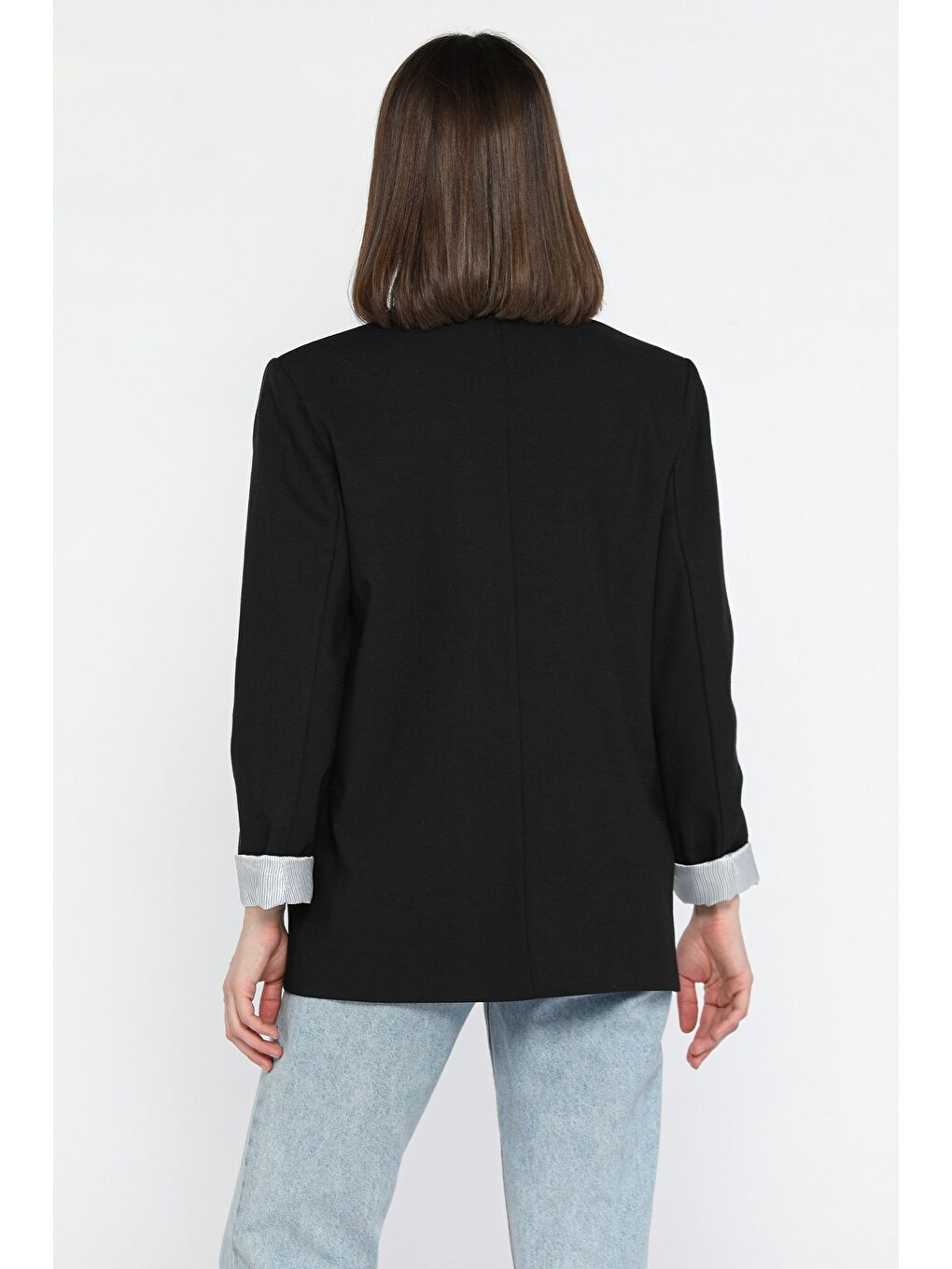 Siyah Kadın Astarlı Blazer Ceket-2