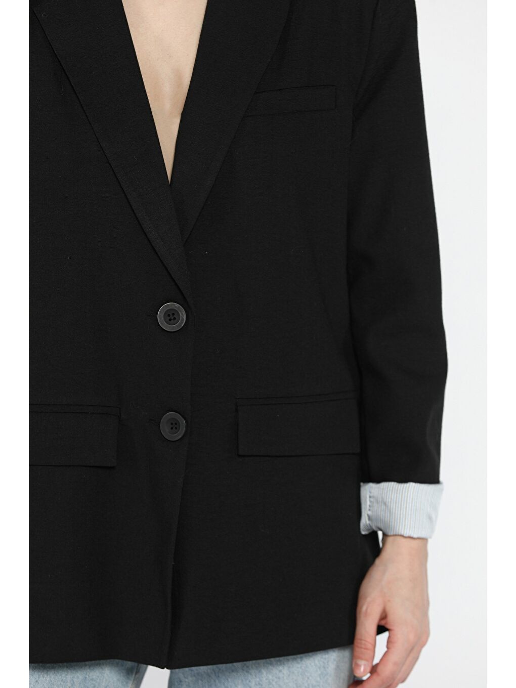 Siyah Kadın Astarlı Blazer Ceket-3