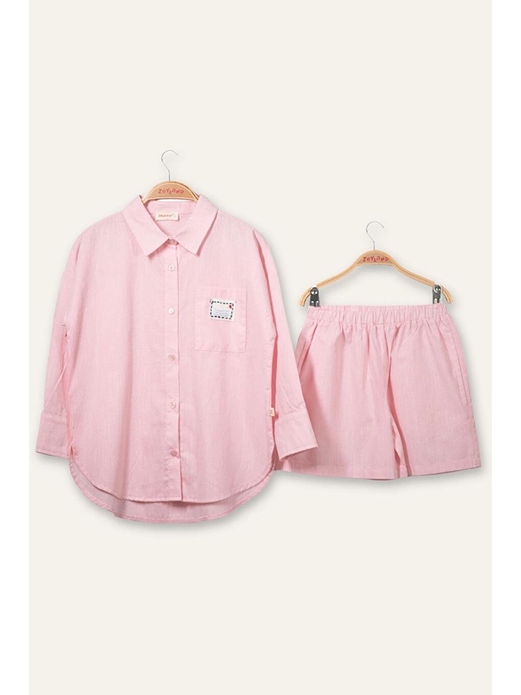 Kız Çocuk Gömlek Şort Takım - Pembe