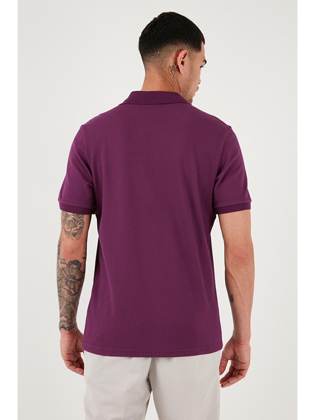 Buratti Mürdüm Pamuklu Regular Fit Fermuarlı Polo Yaka Erkek T Shirt 5902915 - 4