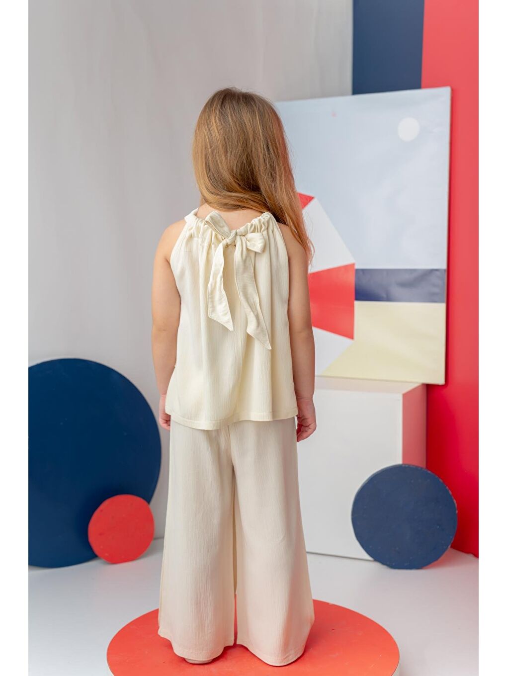 Kız Çocuk Askılı Bluz Pantolon Takım - Sarı-1