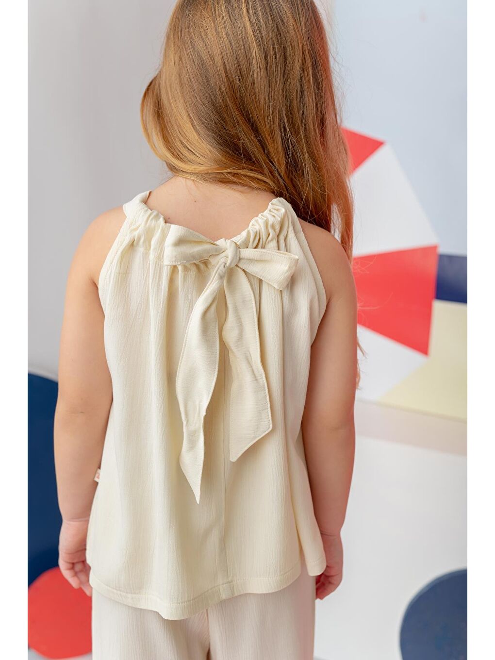 Kız Çocuk Askılı Bluz Pantolon Takım - Sarı-2