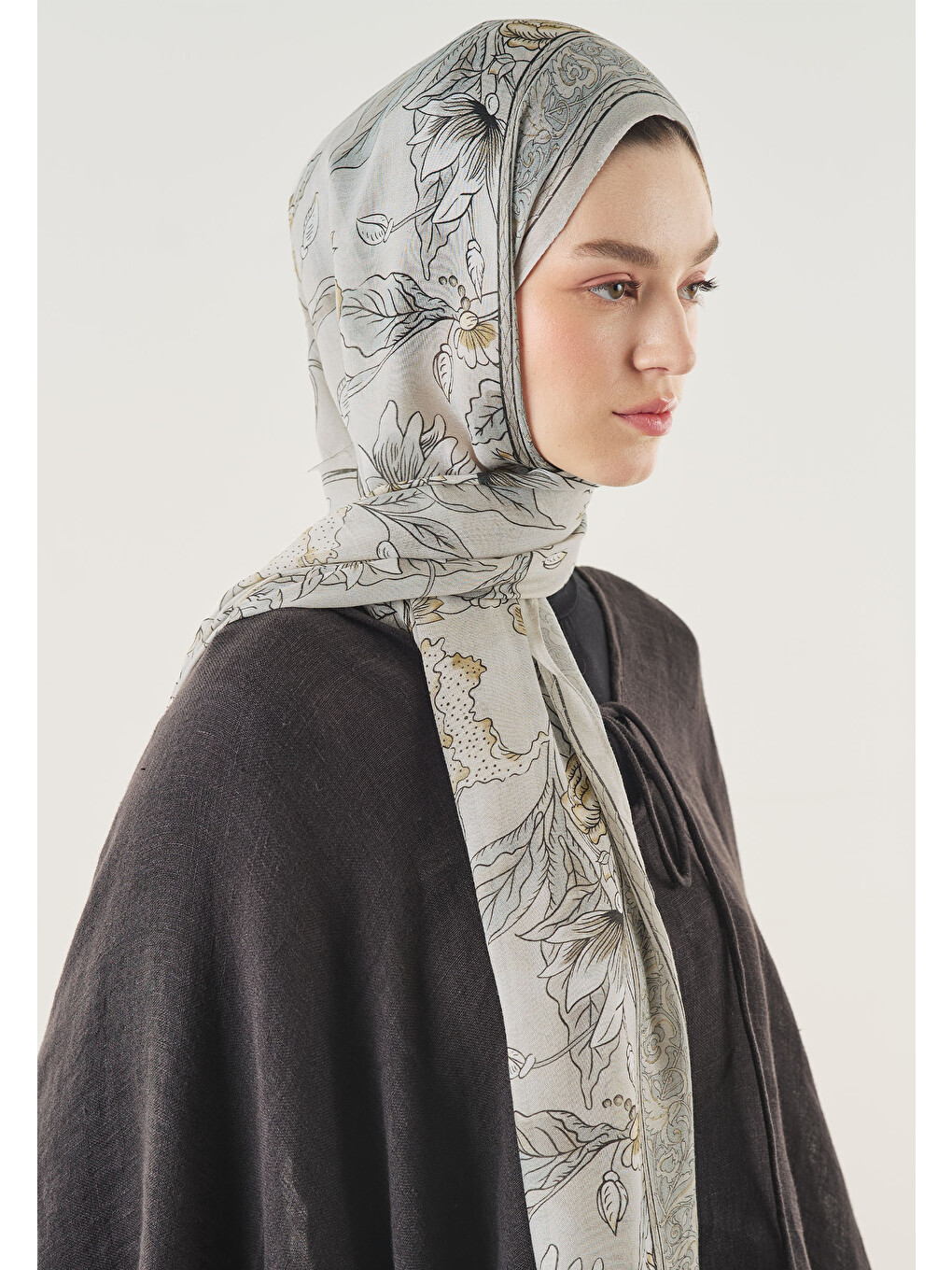 Pure Ethnic Desen Soft Viskon Şal Natural Bej-2