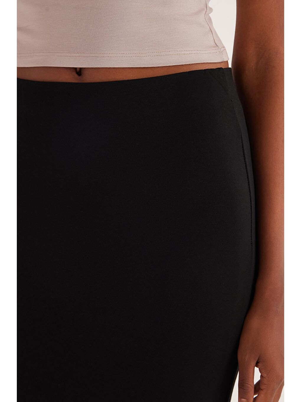 Kadın Slim Fit Dar Kesim Siyah Etek-2