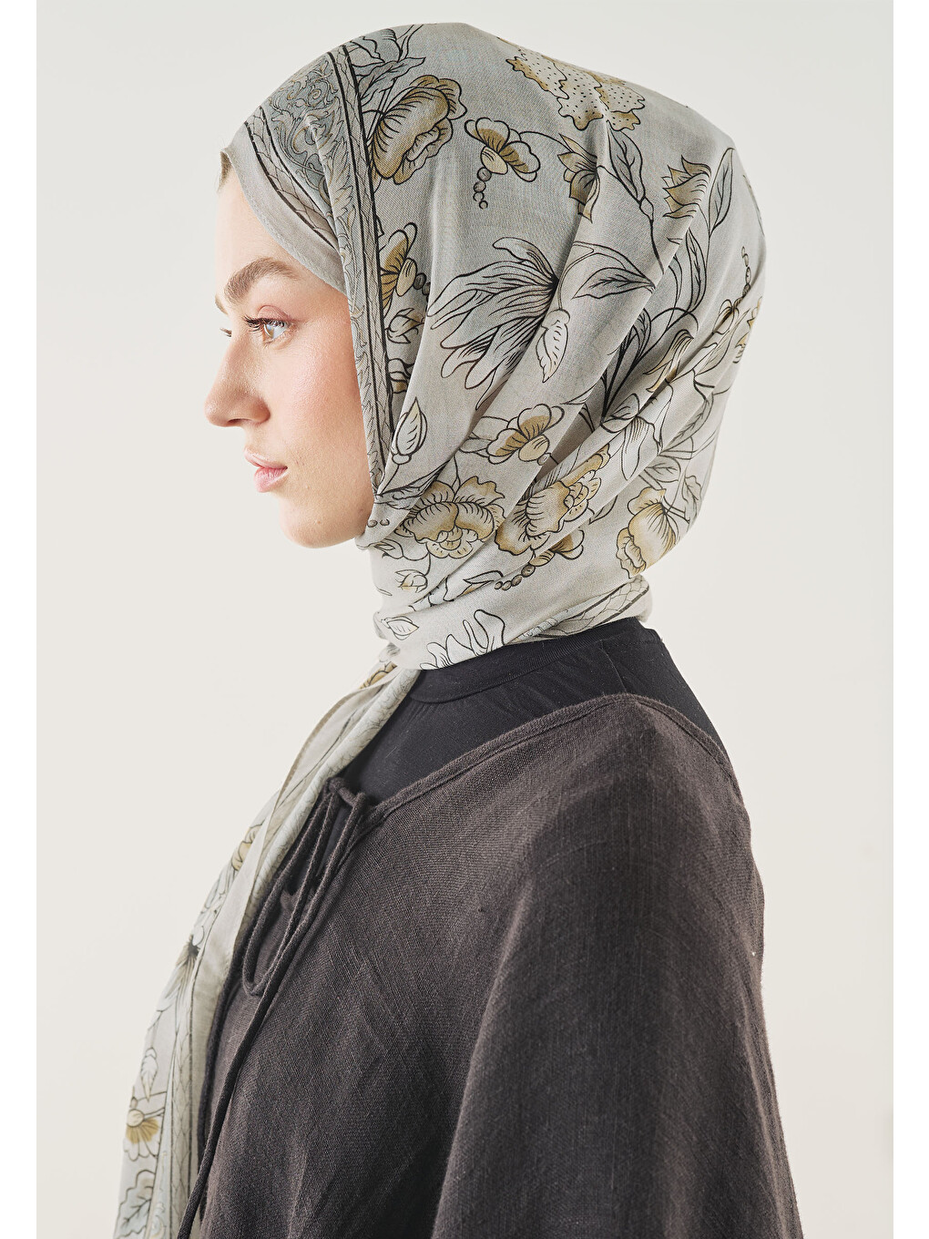 Pure Ethnic Desen Soft Viskon Şal Natural Bej-3