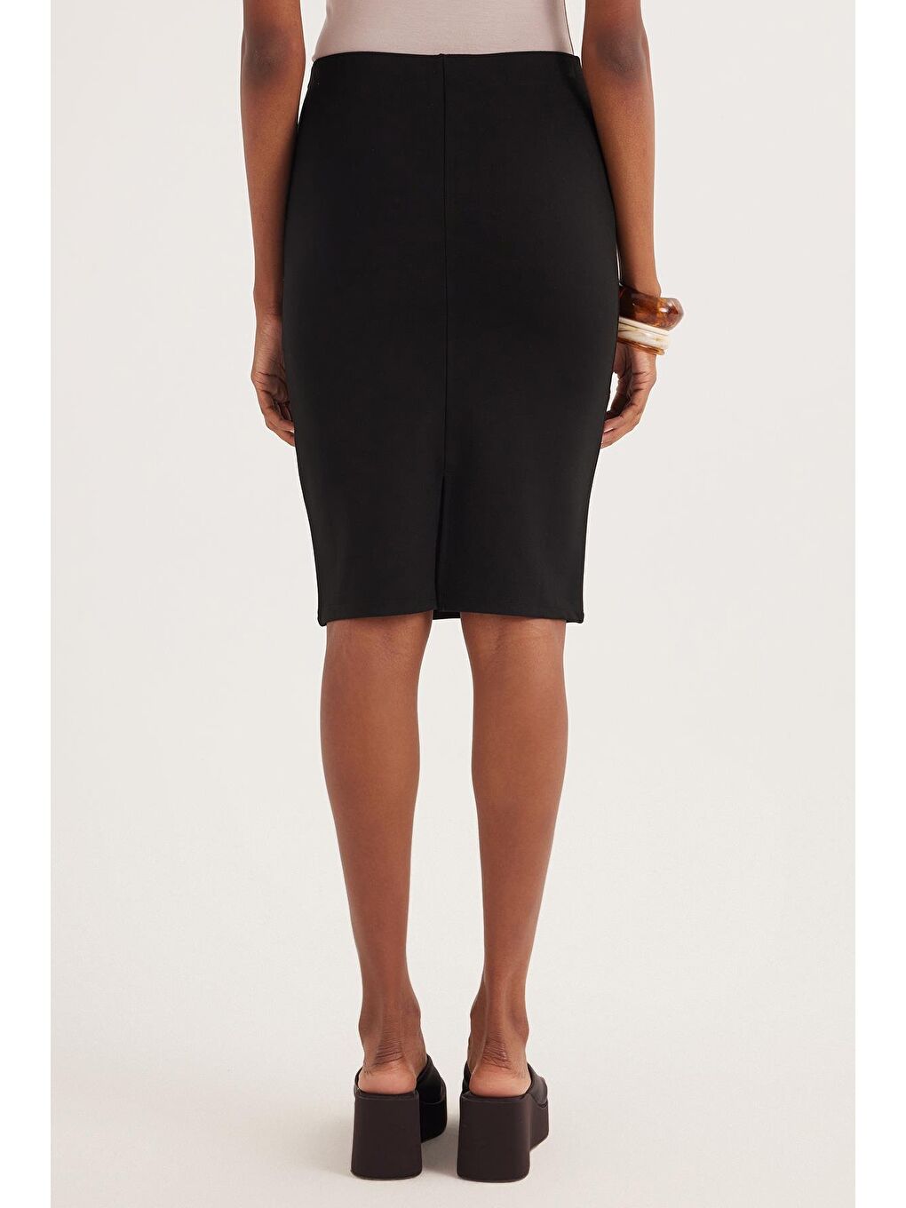 Kadın Slim Fit Dar Kesim Siyah Etek-6