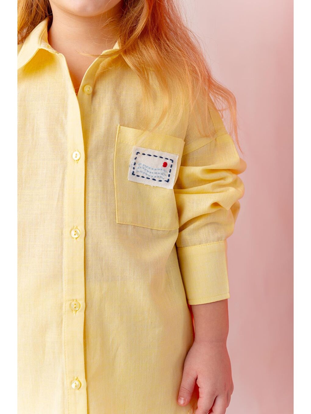 Kız Çocuk Gömlek Şort Takım - Sarı-3