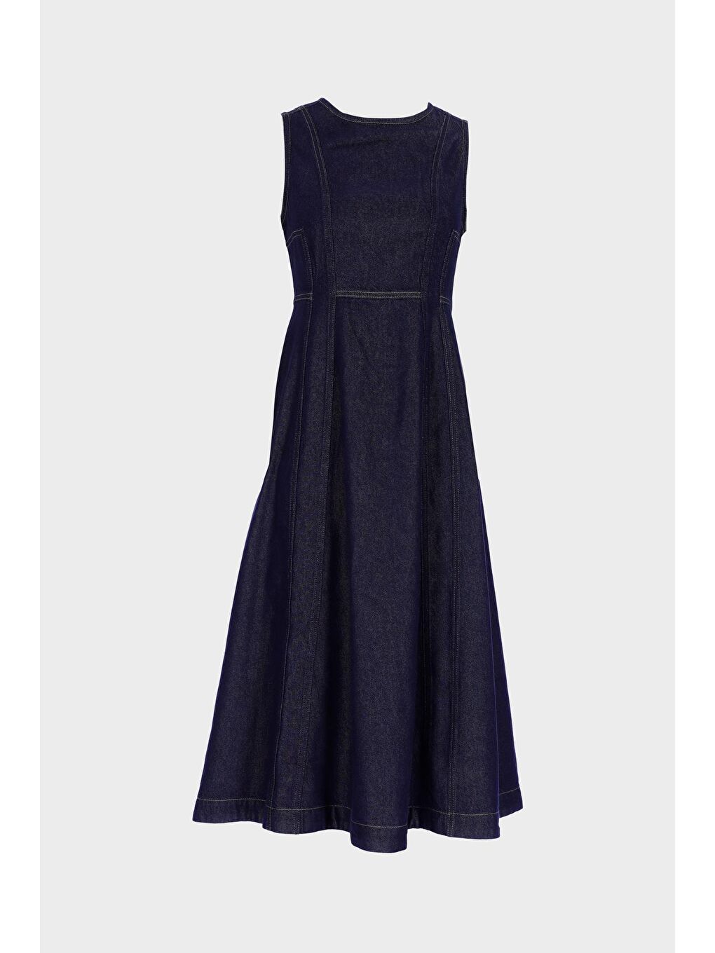 Koyu Mavi Kolsuz Kuplu Maxi Jean Elbise C 4676-068-1