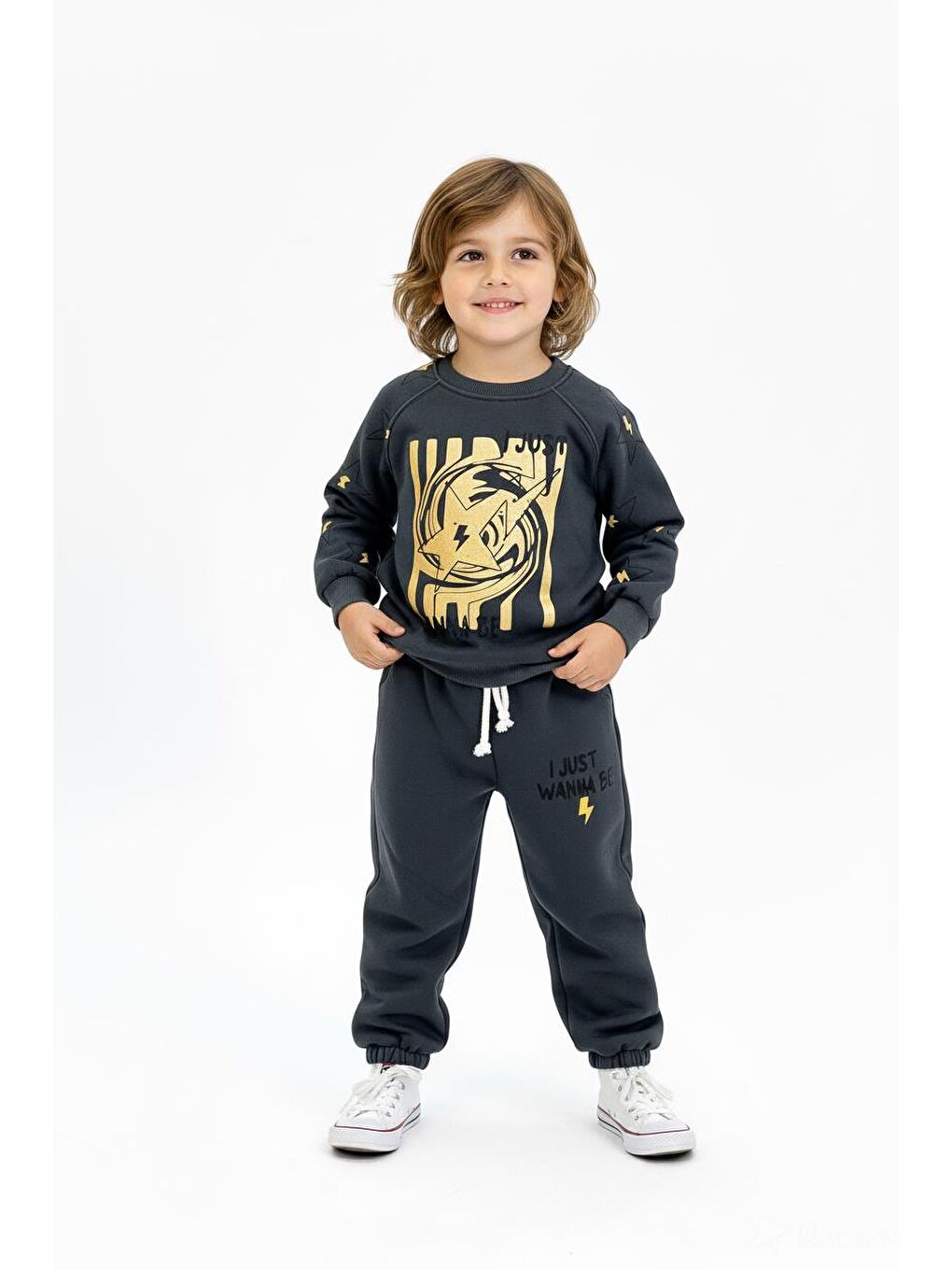 Antrasit I Just Wanna Be Baskılı 2li Takım