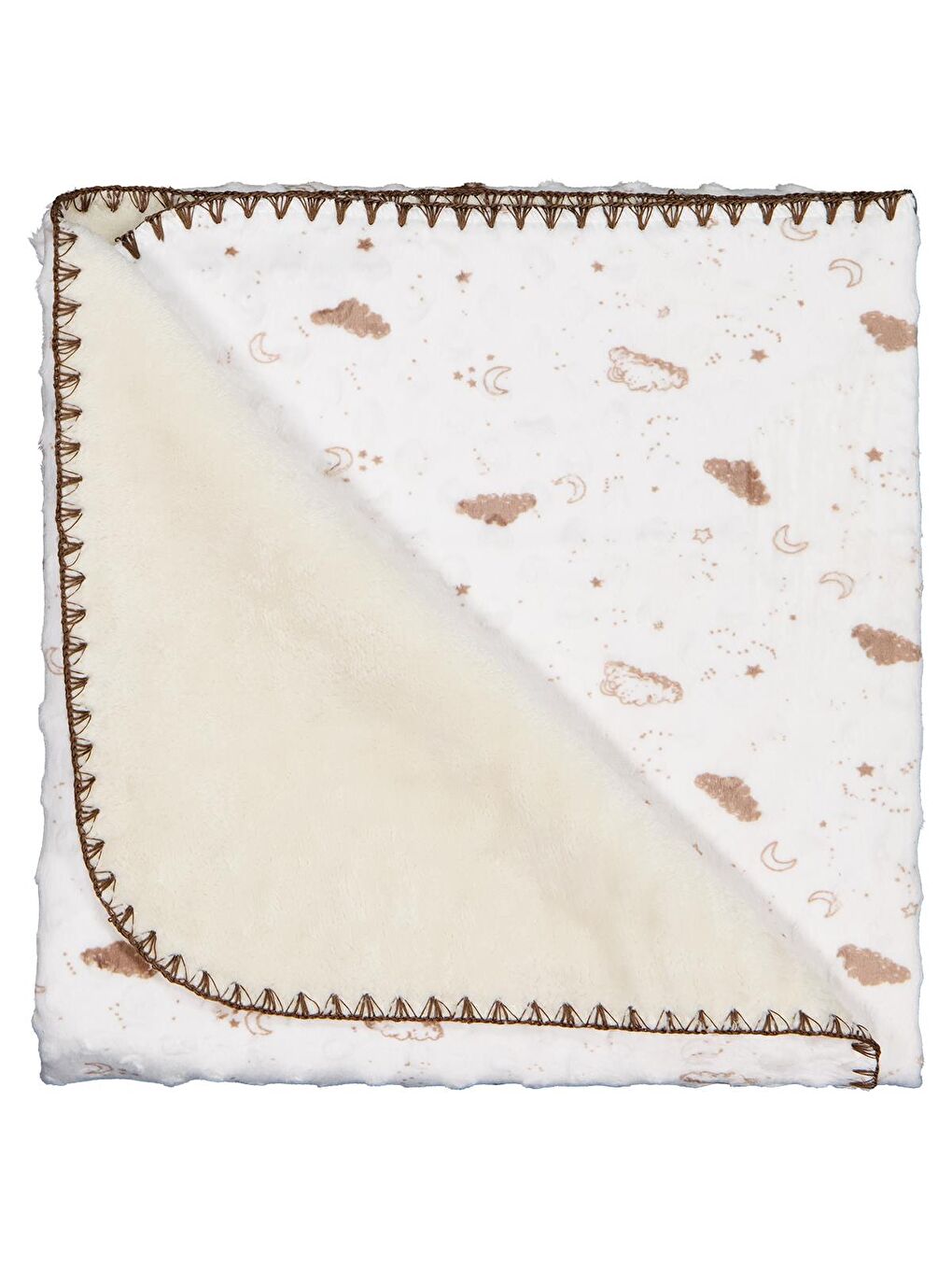 Desenli Oyalı Battaniye - Ekru Standart-1