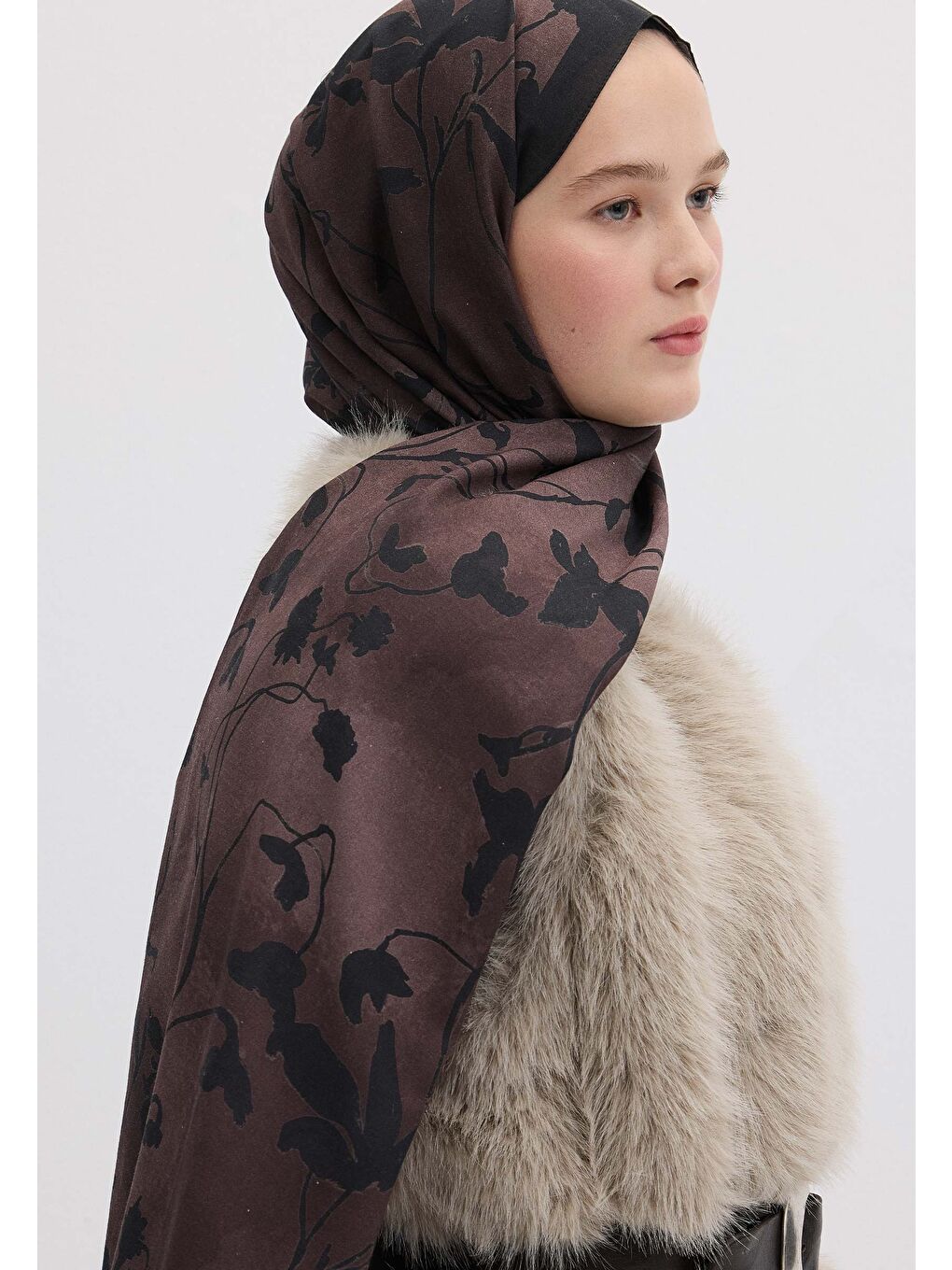 Kahverengi Dark Forest Desen Şal Kızıl Kahve-3