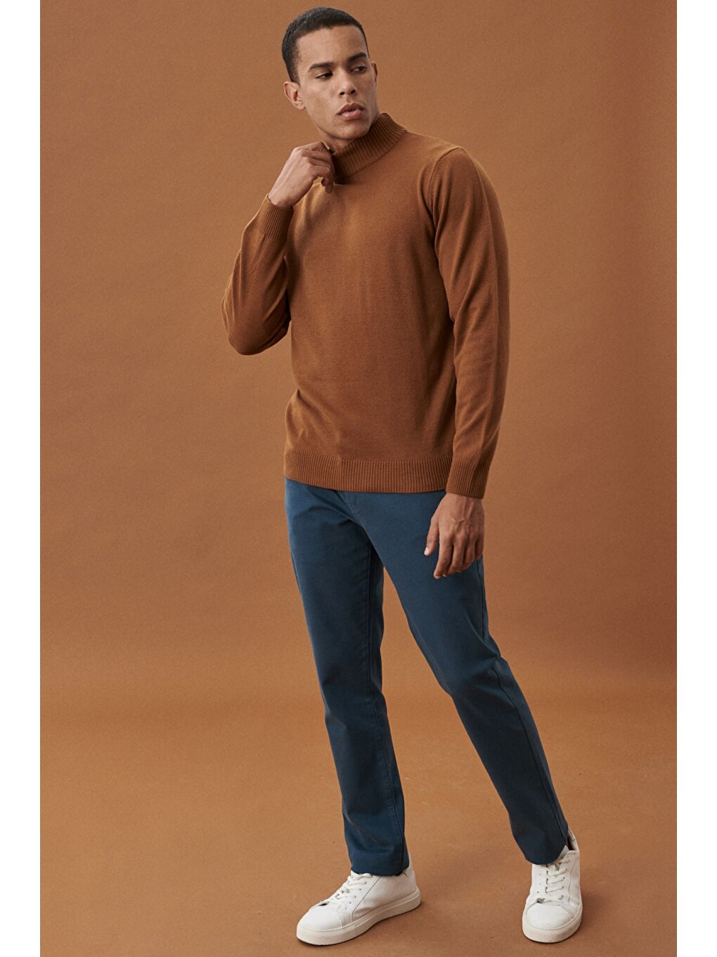 Erkek Petrol Kanvas Slim Fit Dar Kesim 5 Cep Pantolon-3