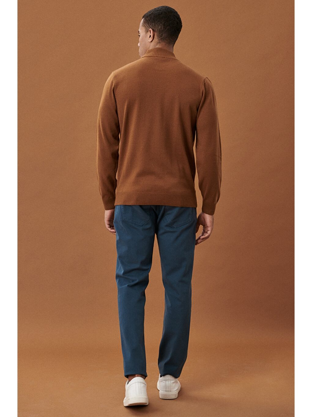 Erkek Petrol Kanvas Slim Fit Dar Kesim 5 Cep Pantolon-4