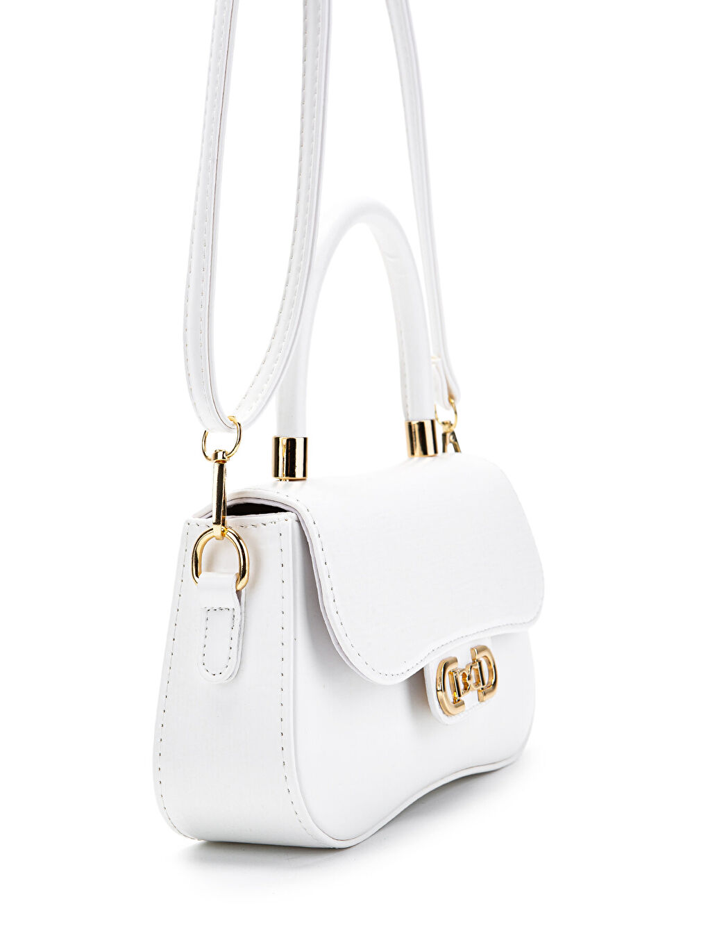 Kapaklı Baget Adel Çapraz Kadın Çanta Beyaz-1