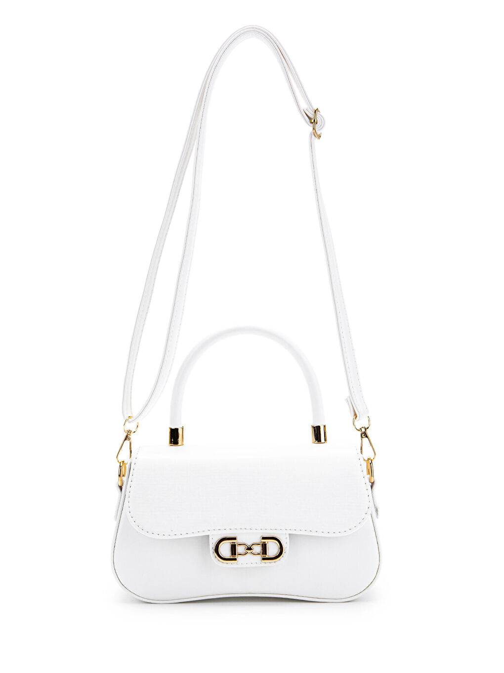 Kapaklı Baget Adel Çapraz Kadın Çanta Beyaz-2