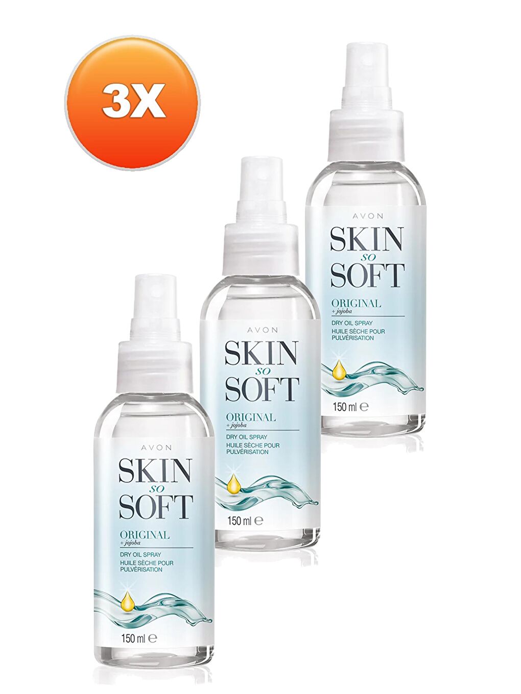 AVON Renksiz Skin So Soft Orijinal Kuru Yağ Spreyi 150 ml 3'lü Set - 1