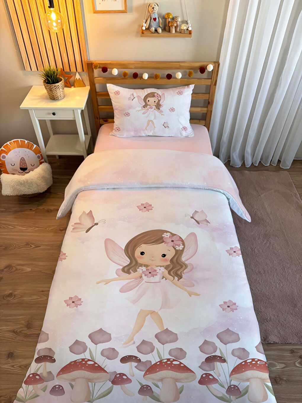 Karışık Çift Taraflı Prenses Kız Desenli - Baskılı Tek Kişilik Nevresim Takımı-1