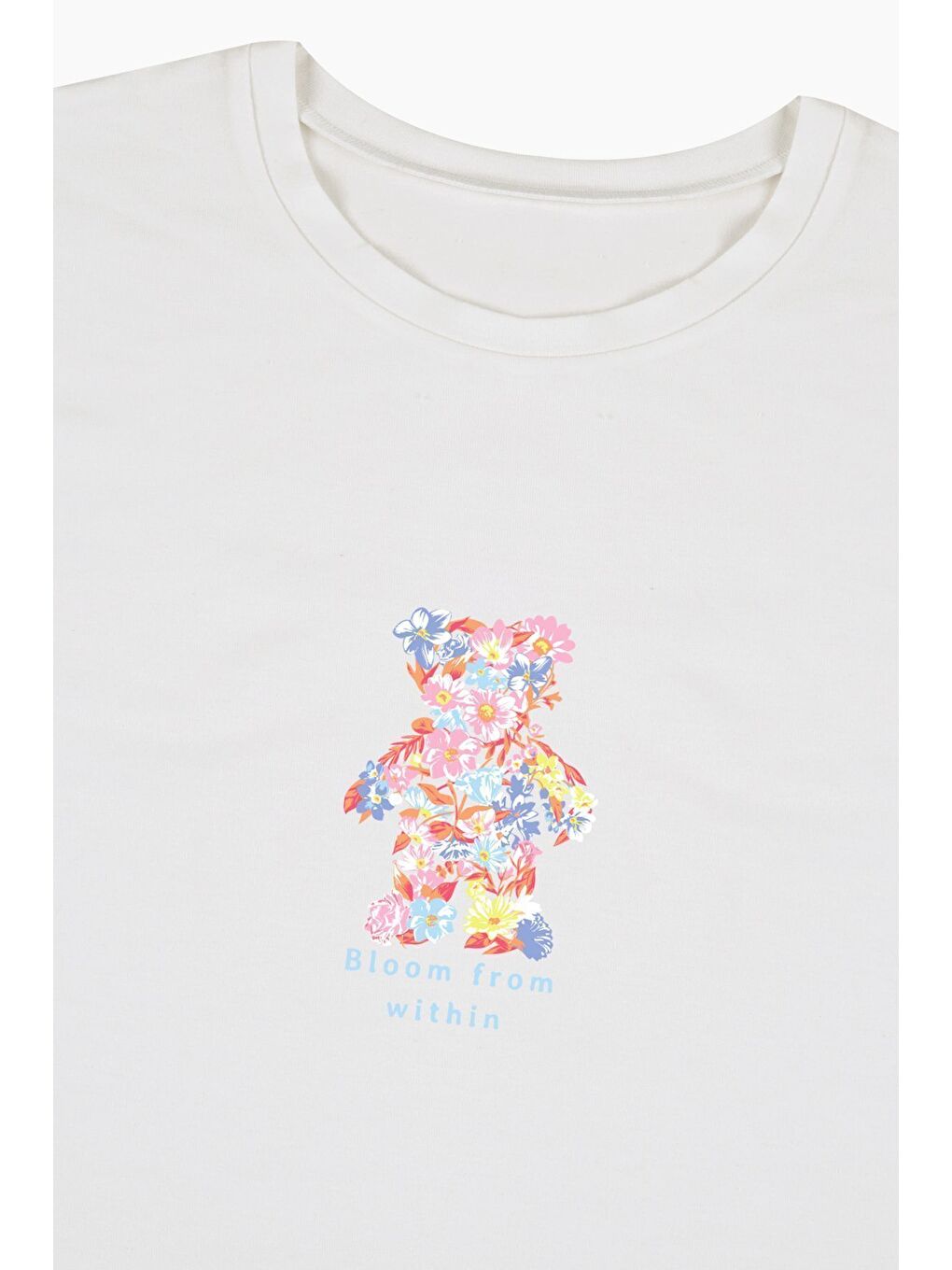 Kadın Pamuklu Mavi Çiçekli Ayıcıklı Baskılı Pijama Takımı-3