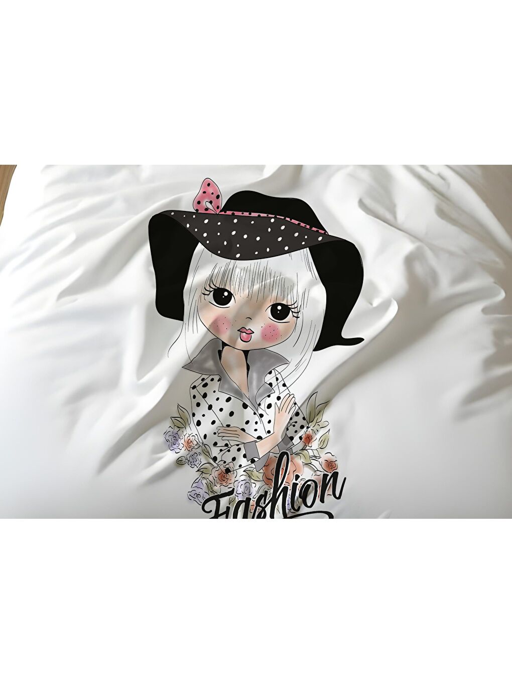 Karışık Çift Taraflı Kız Desenli - Baskılı Tek Kişilik Nevresim Takımı-2