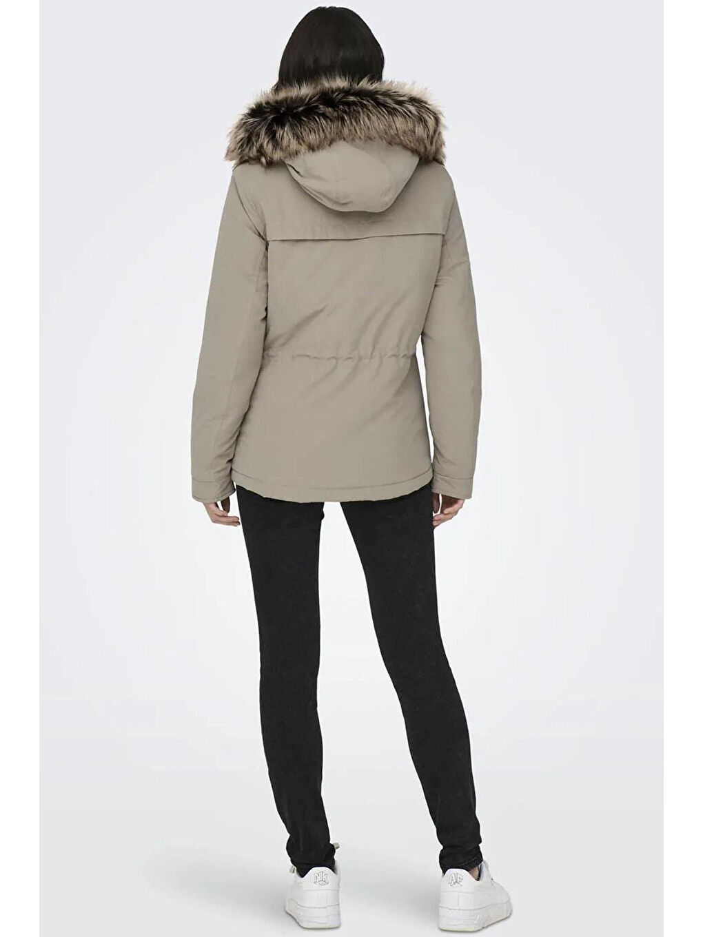 Bej Onlnewstarline Regular Fit Yumuşak Tüy Detaylı Kapüşonlu Mont  15297128-3