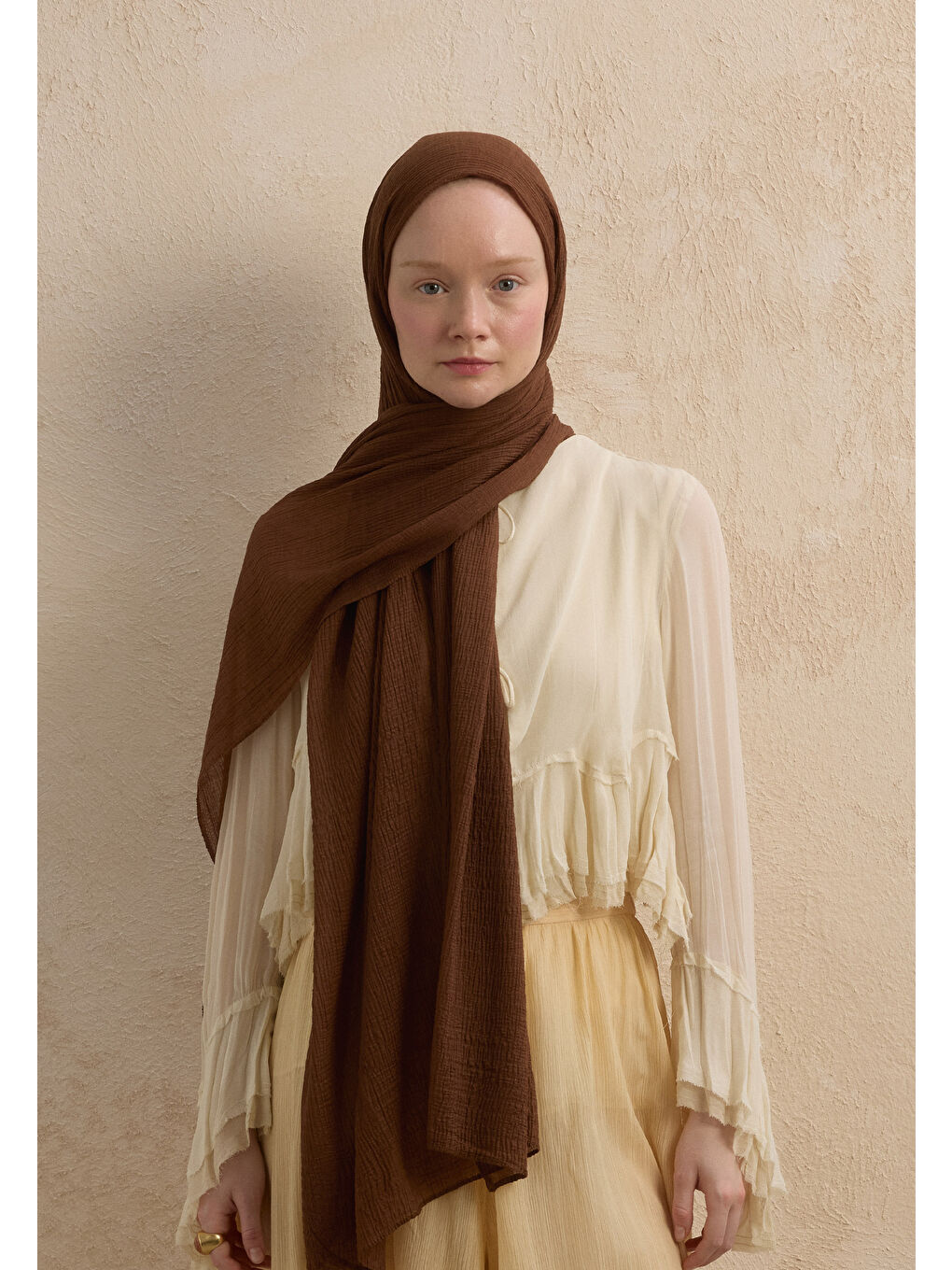 Kahverengi Modal Krinkıl Şal Kakao-1