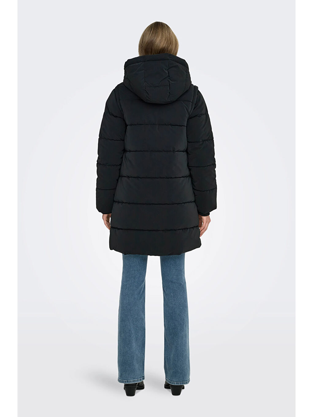 Siyah Onldixie Kapitoneli Regular Fit Kapüşonlu Uzun Mont 15349120-4