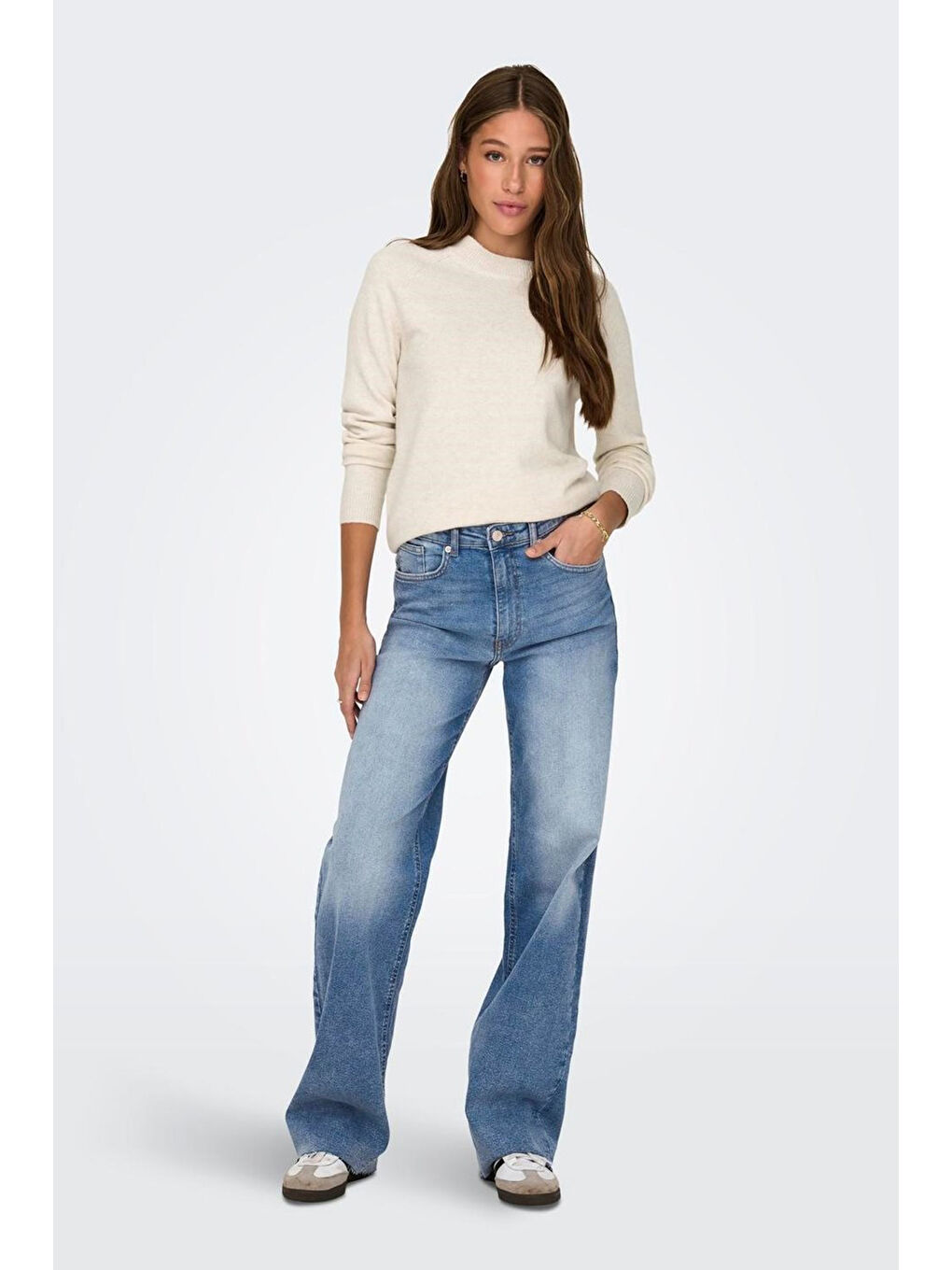 Ekru Onlrica Regular Fit Bisiklet Yaka Kazak 15204279-1