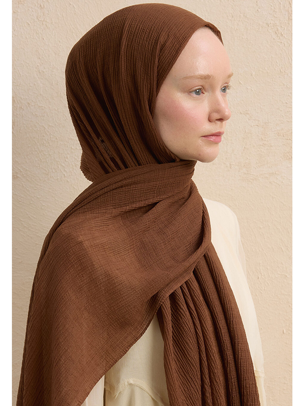 Kahverengi Modal Krinkıl Şal Kakao-2