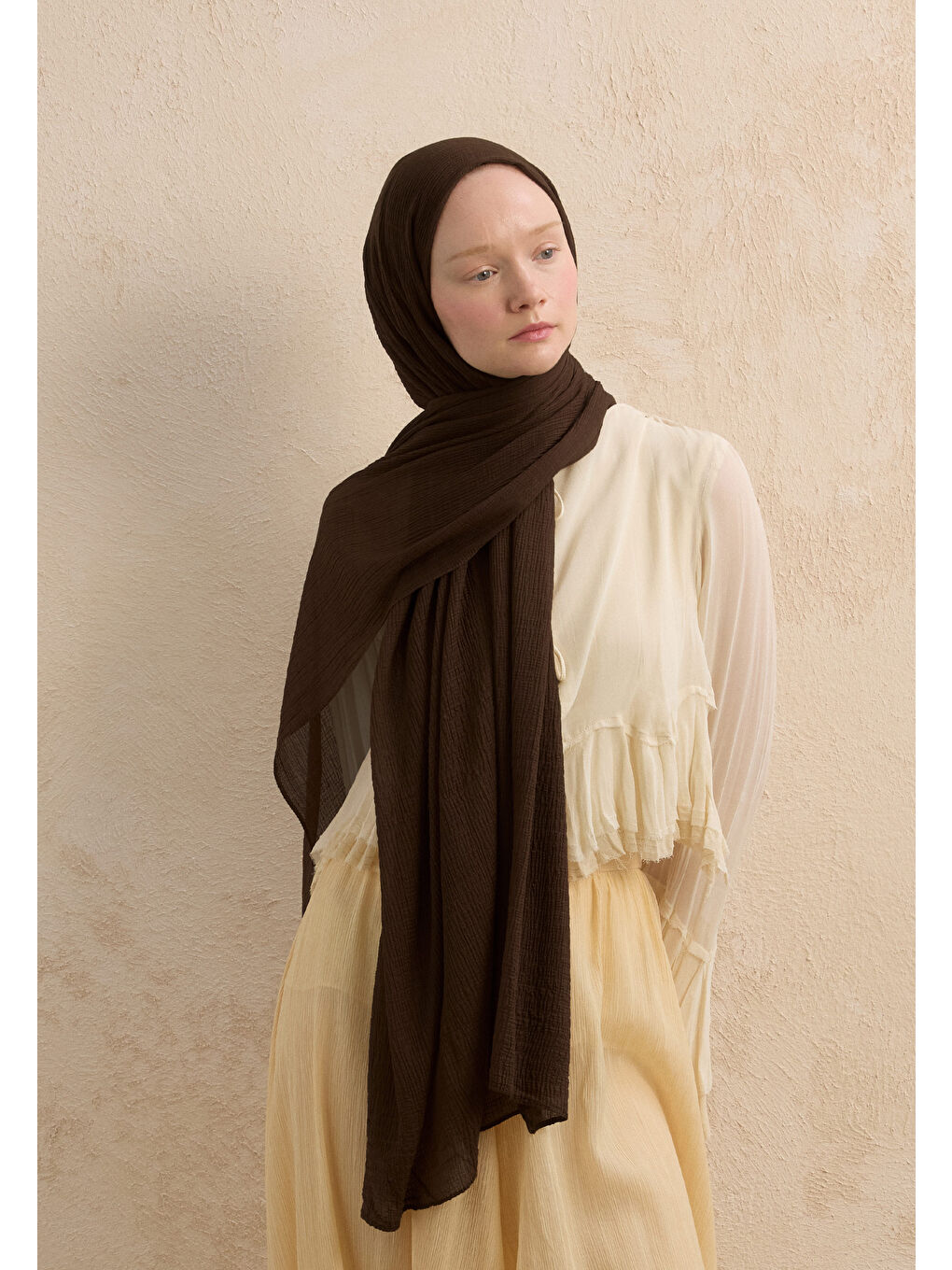 Kahverengi Modal Krinkıl Şal Kakao-3