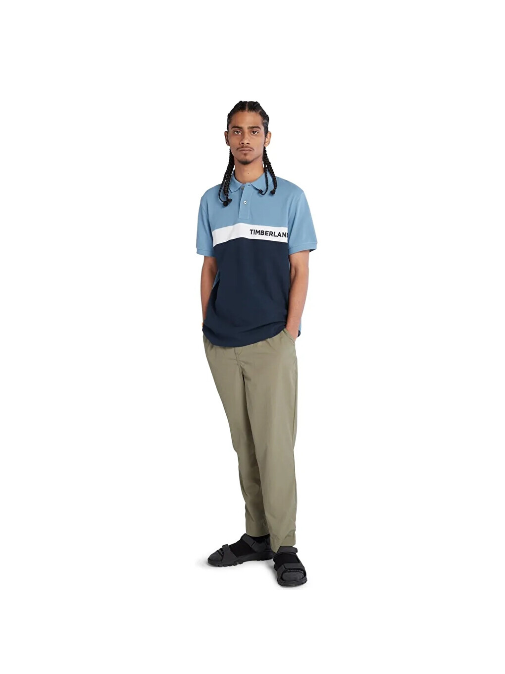 Karışık Millers River Colourblock Erkek Mavi Klasik Yaka Polo Spor Tişört-1