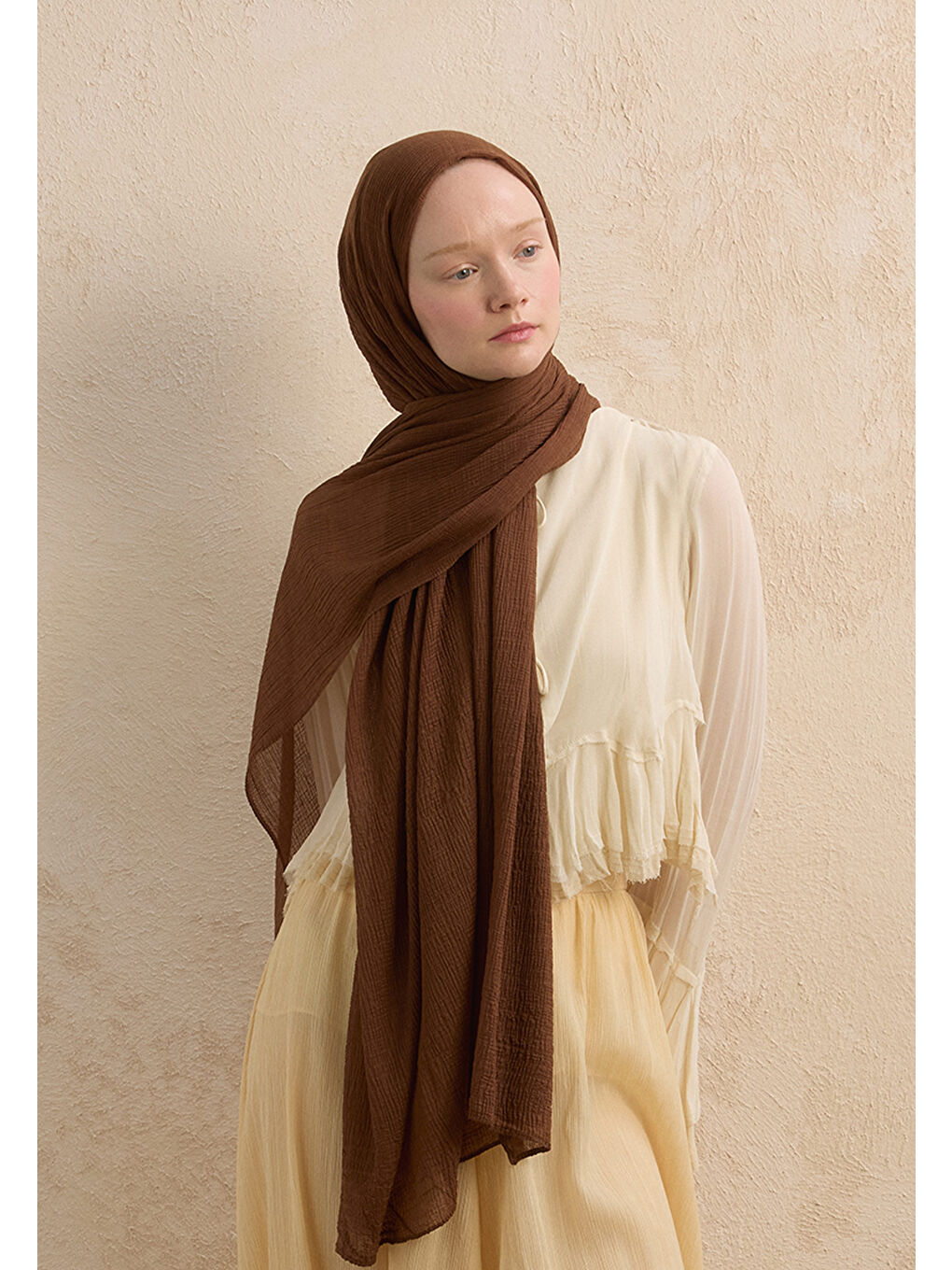 Kahverengi Modal Krinkıl Şal Kakao-4