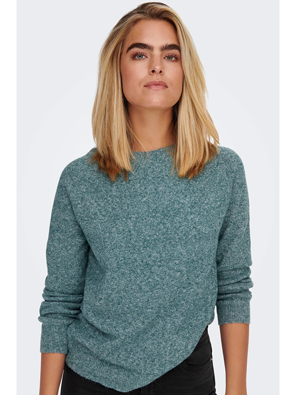 Yeşil Onlrica Regular Fit Bisiklet Yaka Kazak 15204279-5