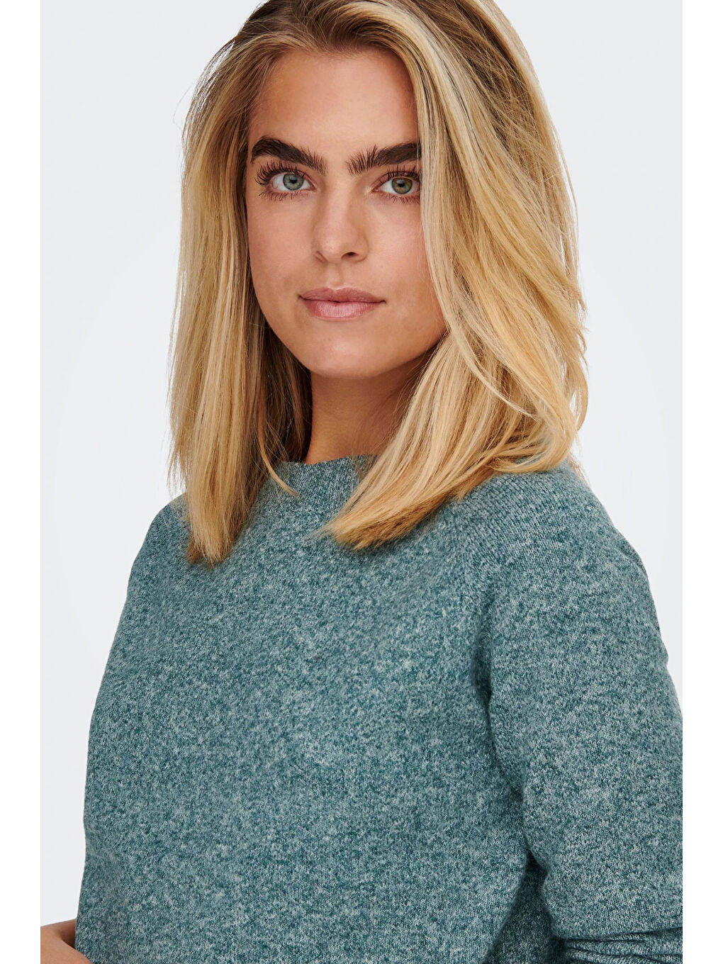 Yeşil Onlrica Regular Fit Bisiklet Yaka Kazak 15204279-6