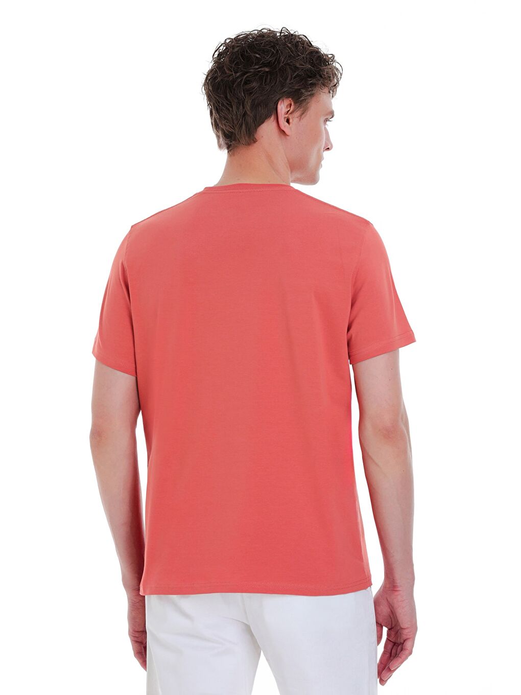 Kahverengi Kiremit Regular Fit Bisiklet Yaka Pamuklu %100 Pamuk Tişört-4