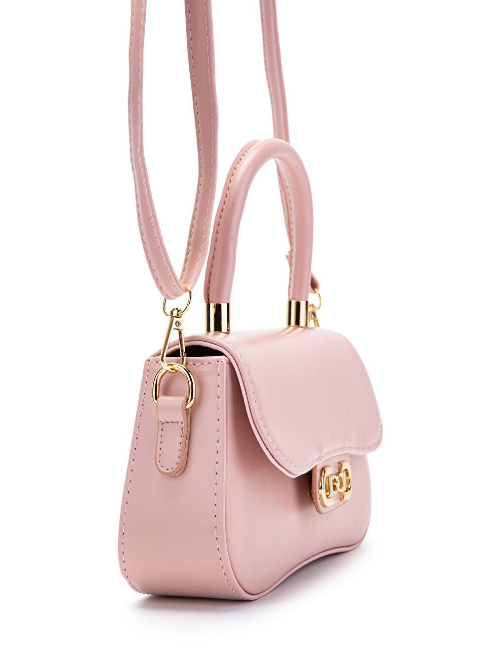 Pembe Kapaklı Baget Adel Çapraz Kadın Çanta Pudra-1