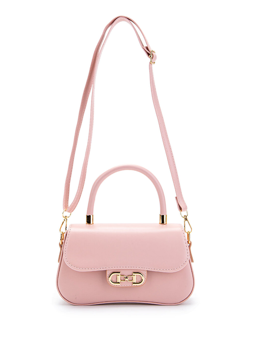 Pembe Kapaklı Baget Adel Çapraz Kadın Çanta Pudra-2