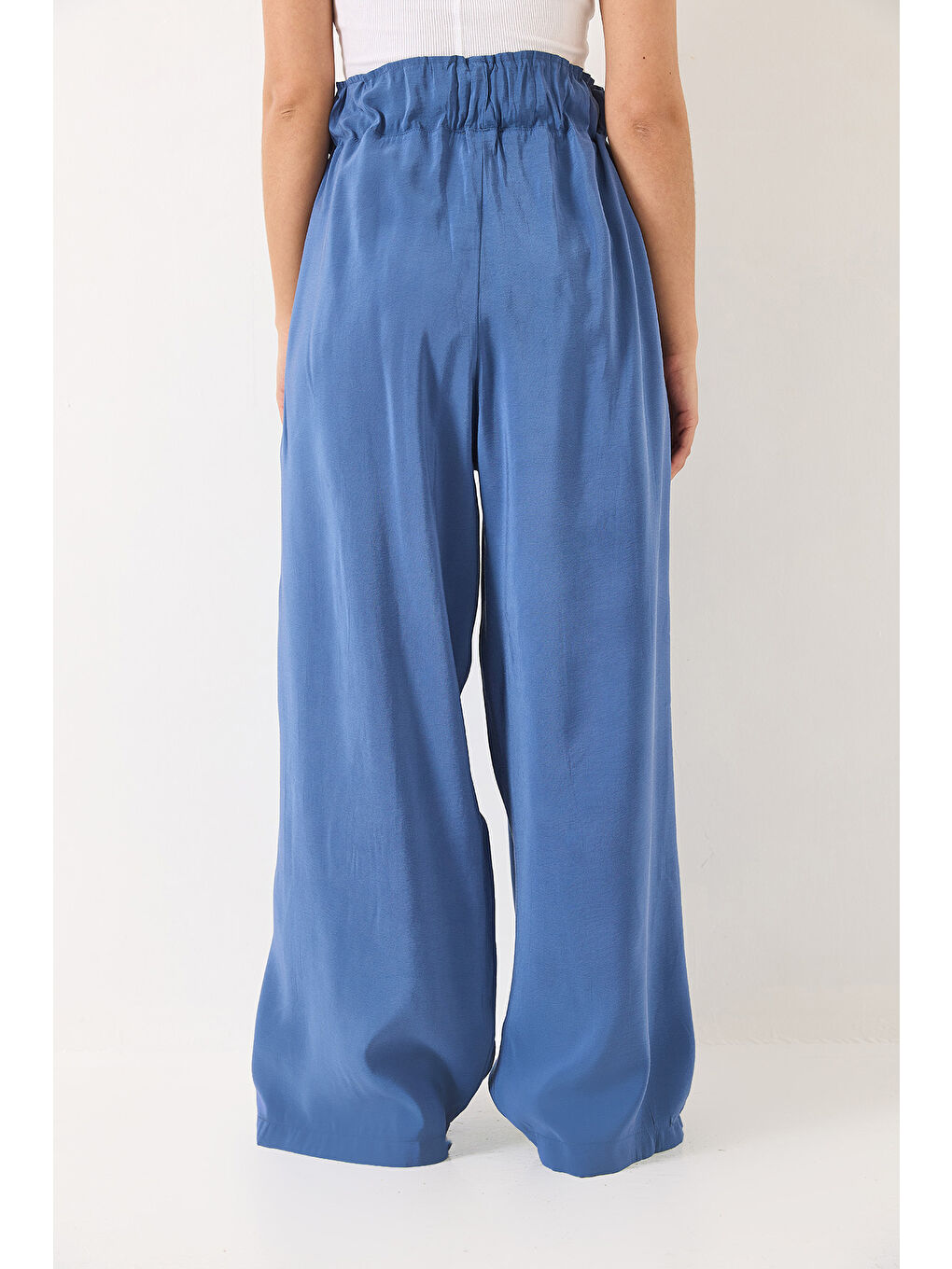 İndigo Kadın Yüksek Bel Geniş Lastikli Oversize Palazzo Pantolon-6