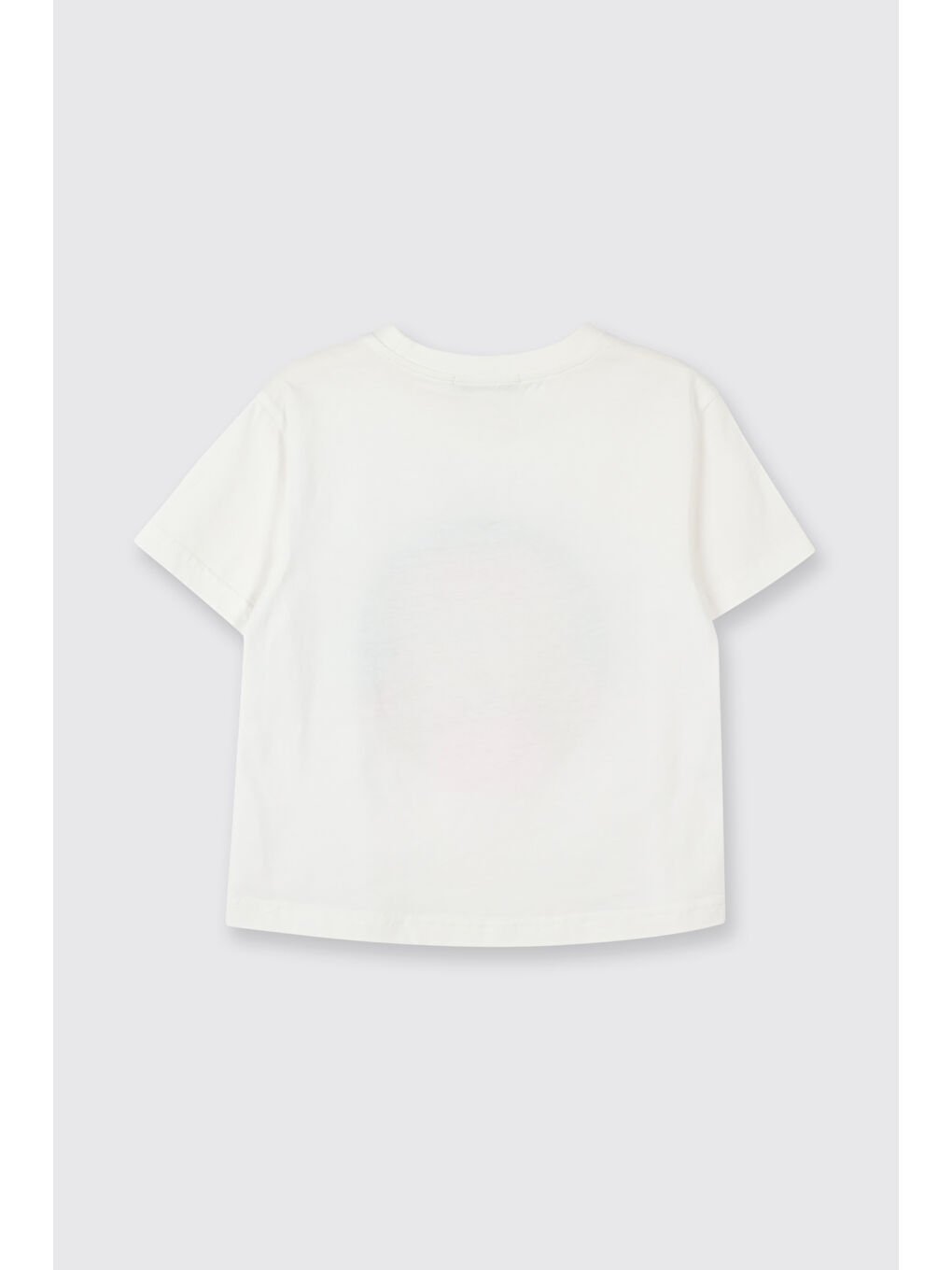 Kız Çocuk Bisiklet Yaka Baskı Detaylı Kısa Kollu Beyaz Tişört-5