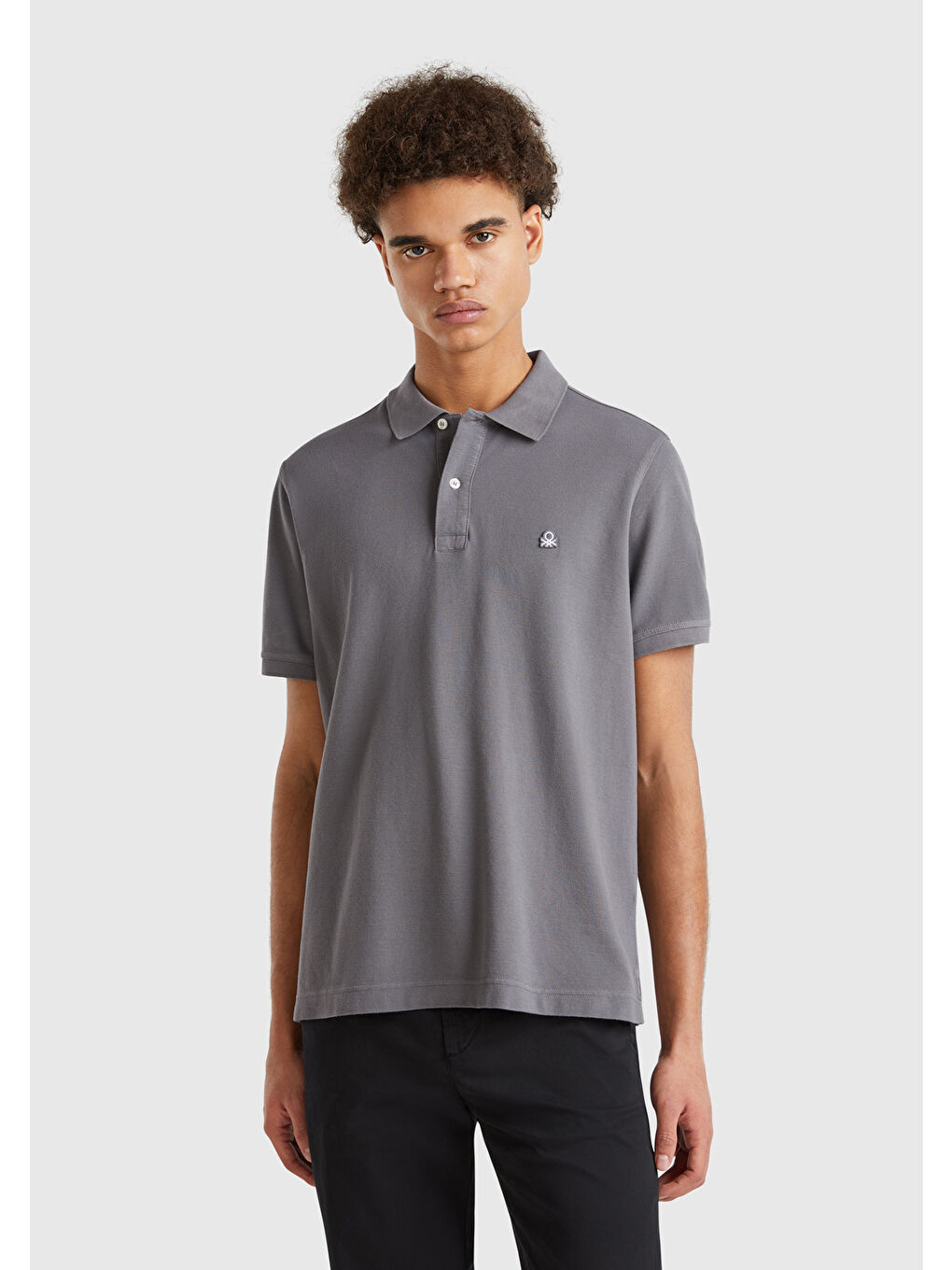 Erkek Antrasit Regular Fit Kısa Kollu Polo Tişört