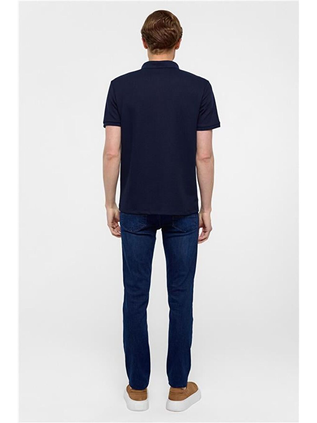 Lacivert Regular Armürlü Polo Yaka Tişört-5